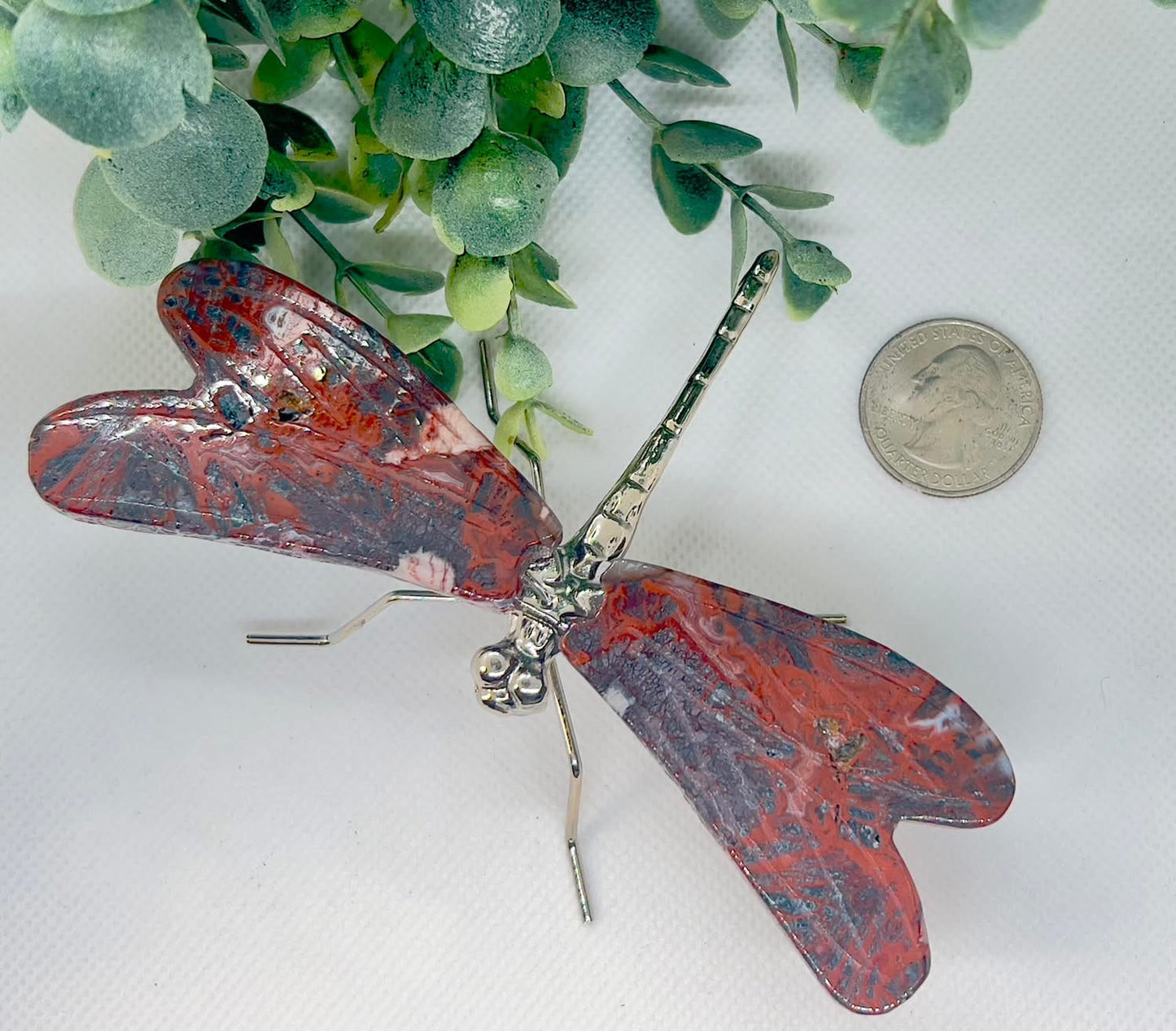 Red Lace Agate Dragonfly